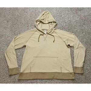 Kuhl Women's Stria Honey Yellow Pullover Hoody Striped Hoodie Size XLarge XL